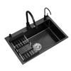 Stainless Steel Black Nano Large Single Bowl Kitchen Sink for Vegetables, Dishwashing, and Handwashing, Thickened Handmade Design