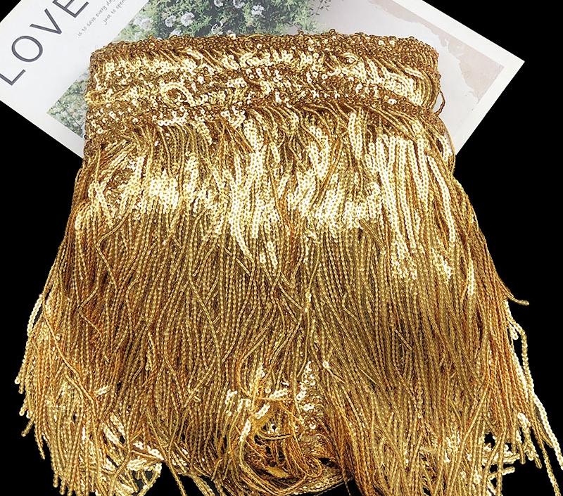 1-5 Yard 17cm GlitterLaser Paljett Frans Tofs Spetskant Latin Dans Bröllopsklänningar Kläder DIY Hantverk Kant Tofs Flecos