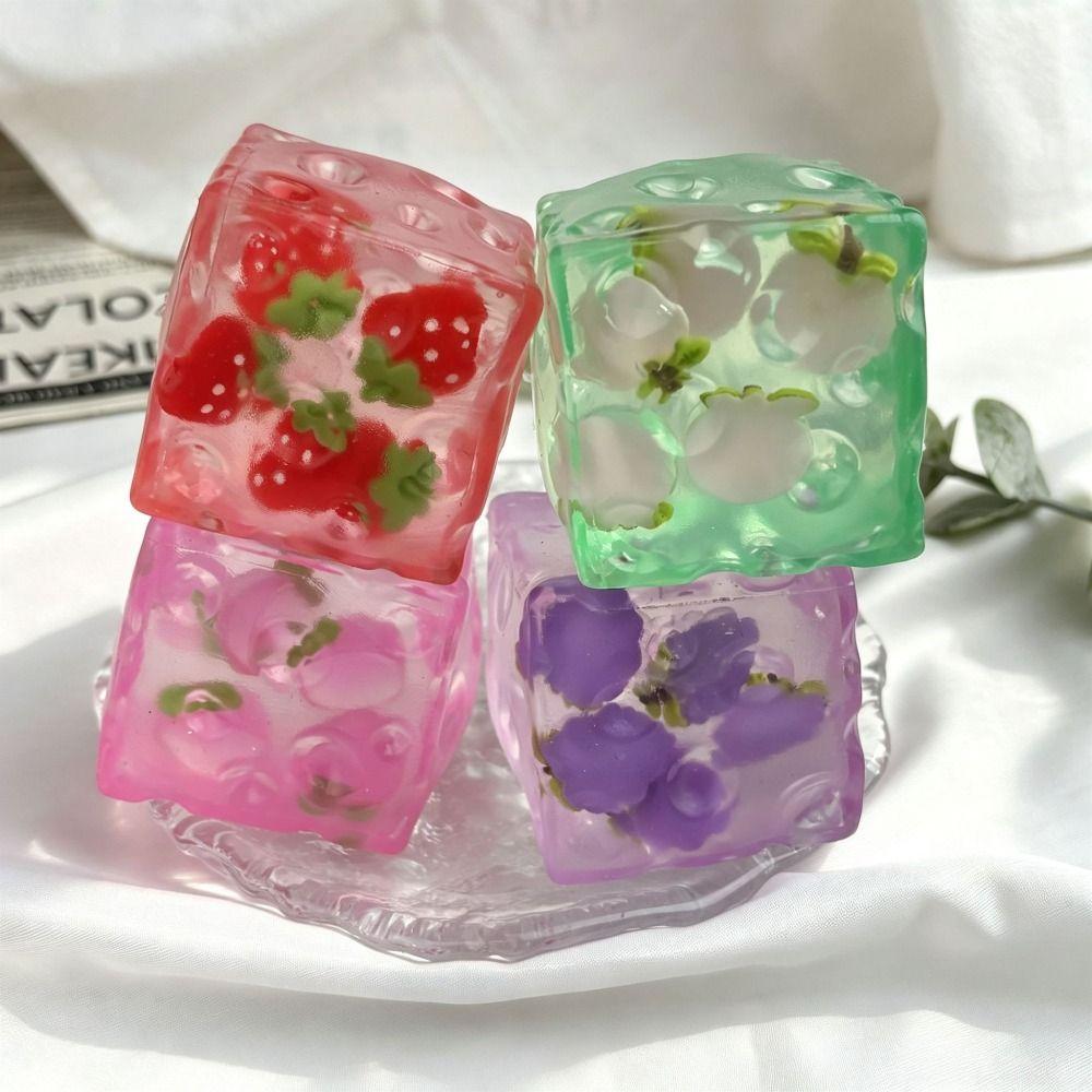 Moldable Cheese Squeezed Cube Fruits Theme Cheese Fidget Toy for Kids Adults