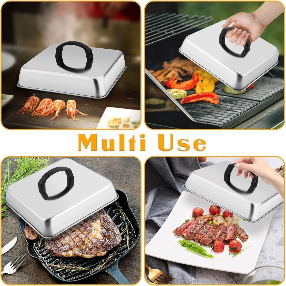 Stainless Steel Cheese Melting Dome Heat Resistant Rectangular Basting Cover  Grill Accessories