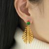 Design Antique Ethnic Style Atmospheric Earrings Exotic Fashion Leaf Earrings Inlaid With Zircon Retro Style Temperament Women