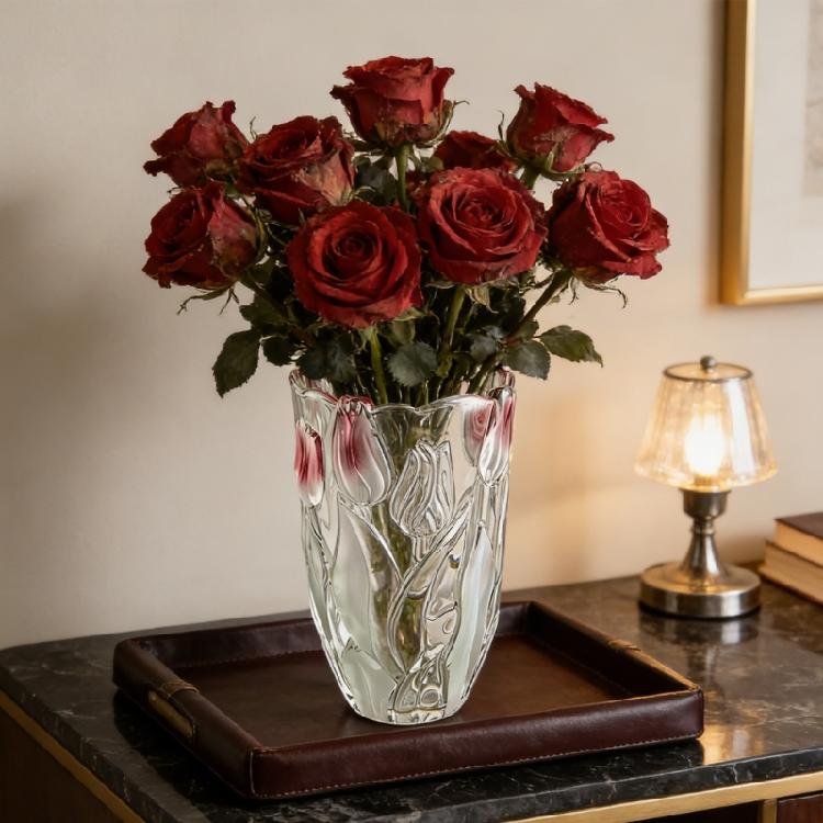 Eleganti Vasi da Fiori in Vetro con Base Stabile Forma Creativa a Tulipano Vasi di Cristallo per Esporre Vari Allestimenti Floreali