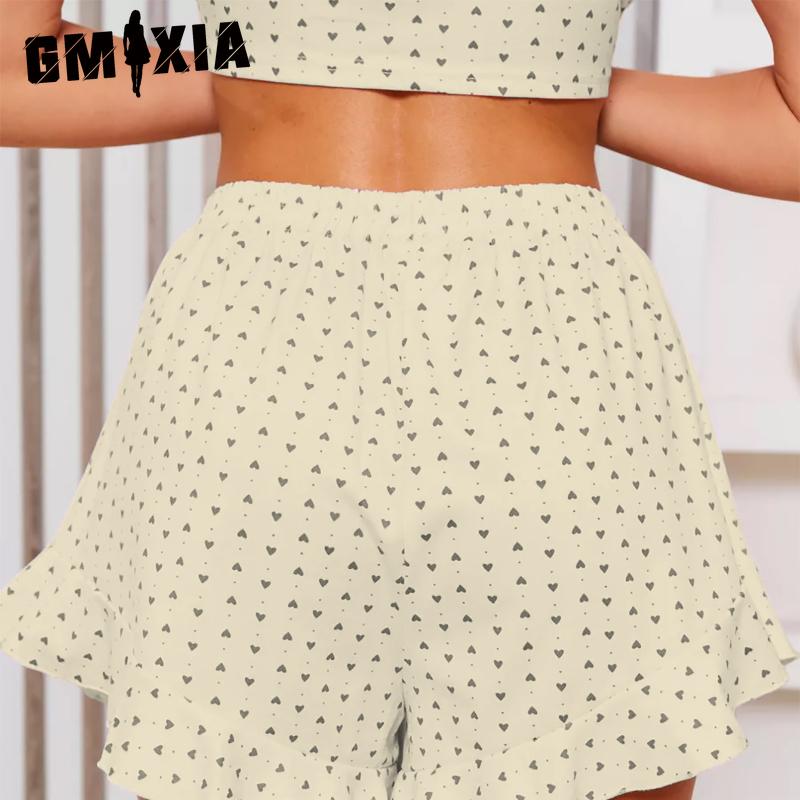 GMXIA Summer Short-sleeved Shorts Two-piece Loungewear Women's Loose Comfortable Suit
