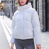 BITCED Lambswool Hooded Down-Filled Quilted Jacket for Women Winter Fashion Sweet Style with Detachable Sleeves Slimming Puffer Coat