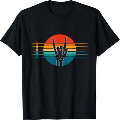 Skeleton Retro Rock On Rock and Roll Guitar T-Shirt