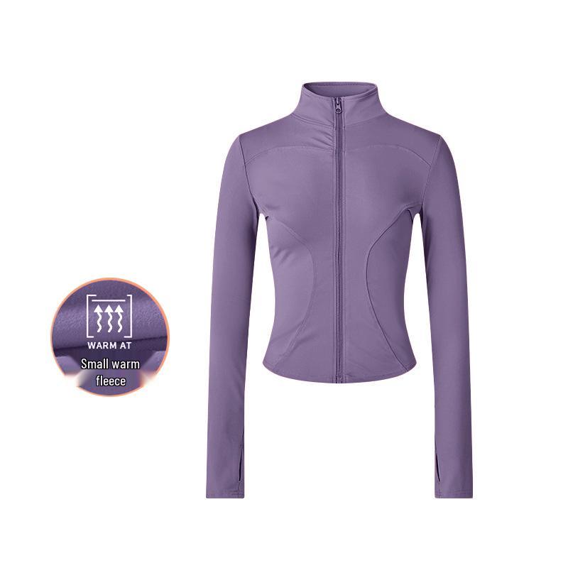 Damska pluszowa kurtka slim fit na wiosnę i jesień - przylegający do talii top do jogi