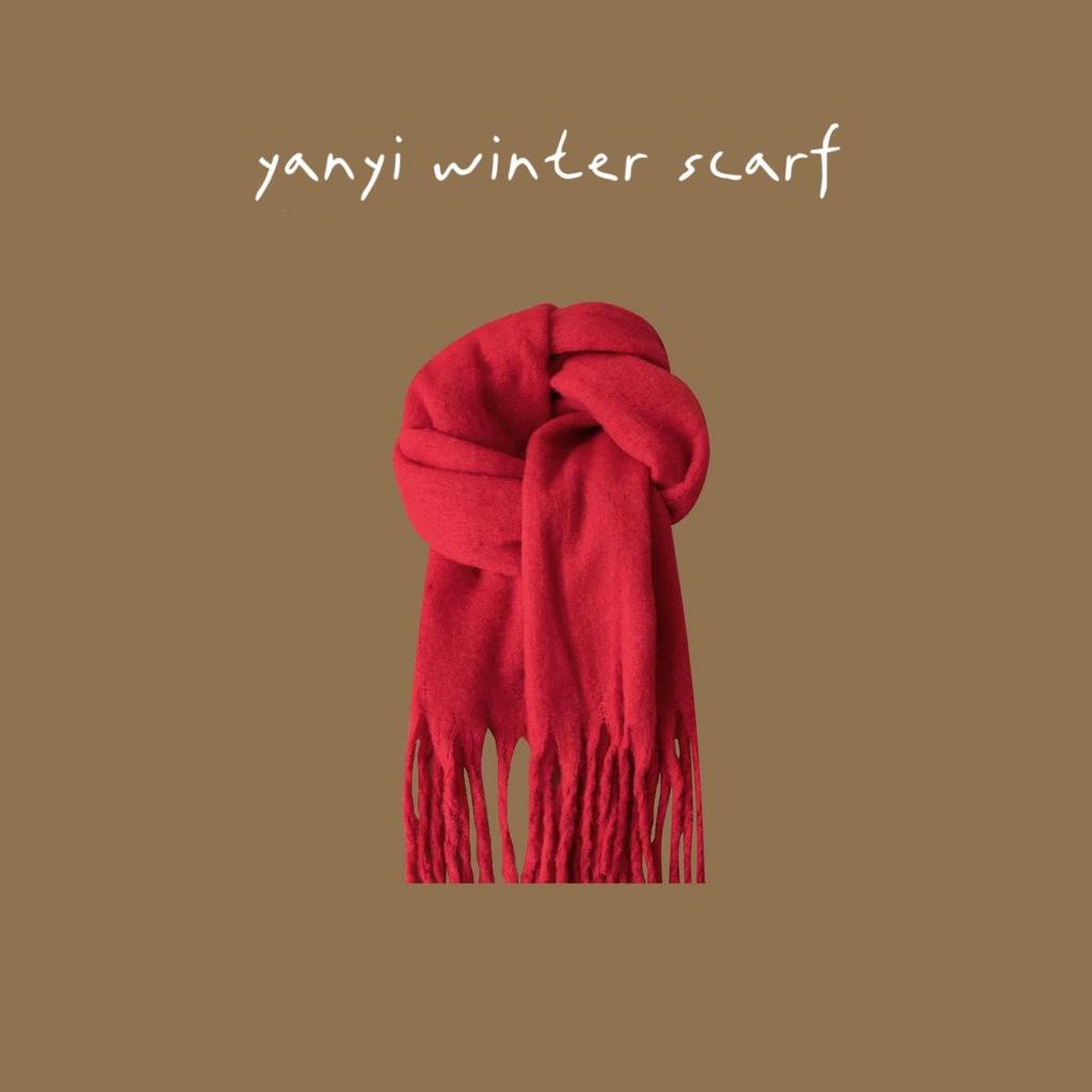 Women's Autumn & Winter Plaid Scarf: Thick Imitation Cashmere Shawl, Solid Color Neck Warmer for Students