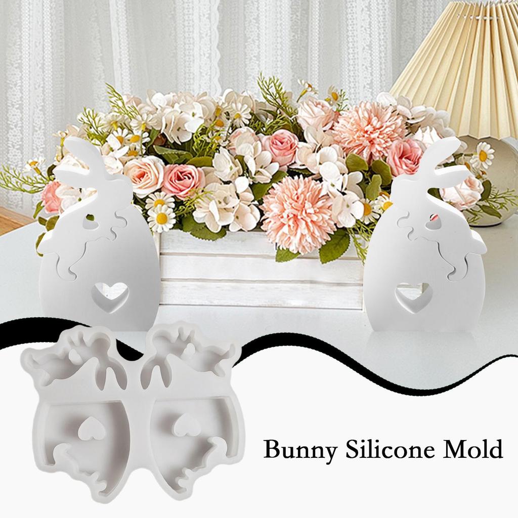 Easter Egg Silicone Mold Non-stick Silicone Reusable Easy Release Resin Casting Easter Egg Rabbit Mold For Soap Clay Wax