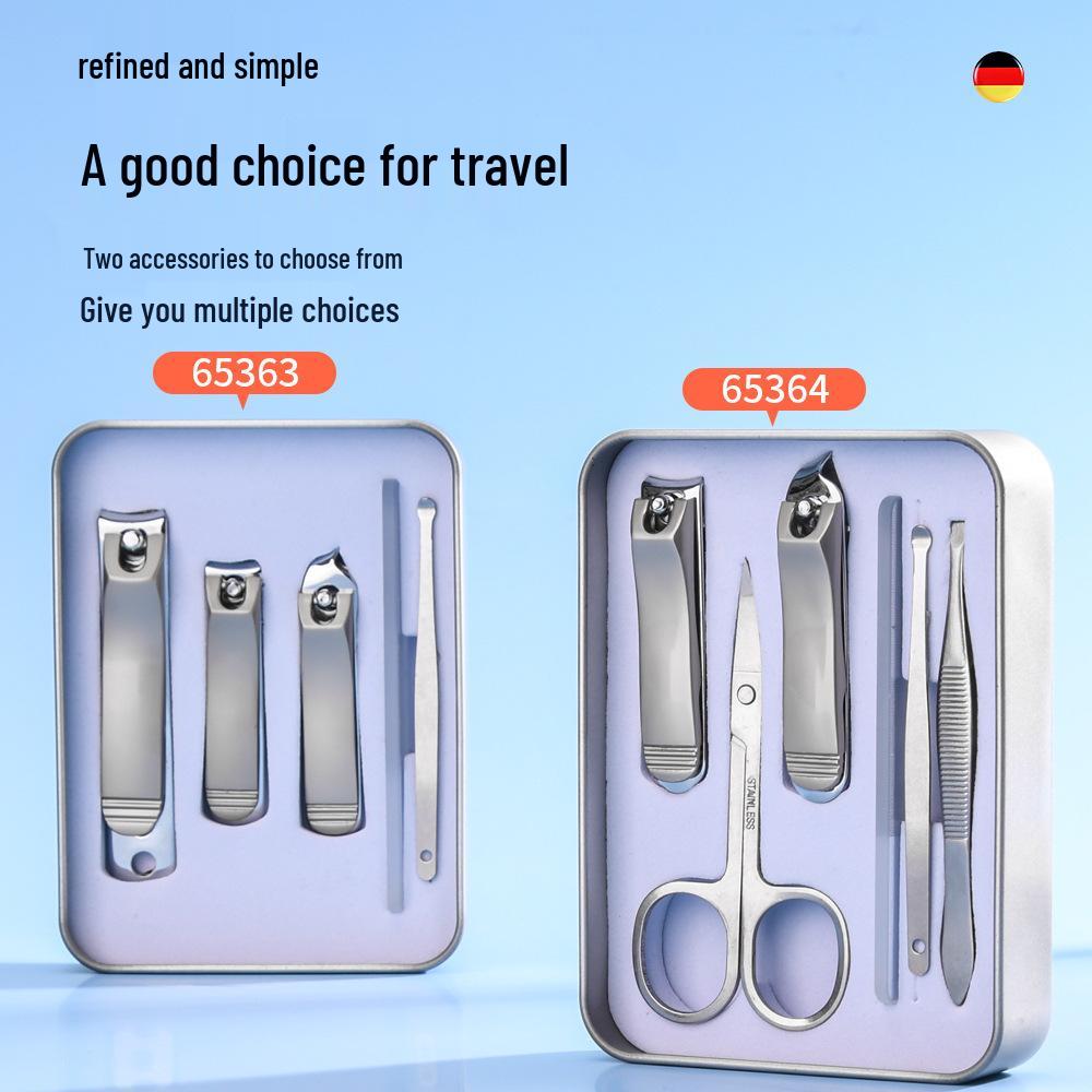 5-Piece Stainless Steel Nail Clipper & File Set with Portable Tin Gift Box