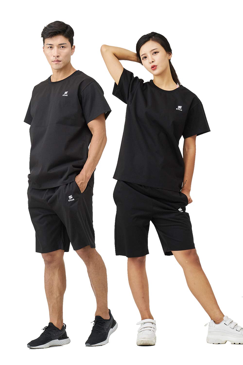 

Костюм для сауны StAn для мужчин, разработанный спортивным тренером для похудения, унисекс, ветрозащитный комплект из топа и брюк с круглым вырезом, короткий размер, женский, для похудения.