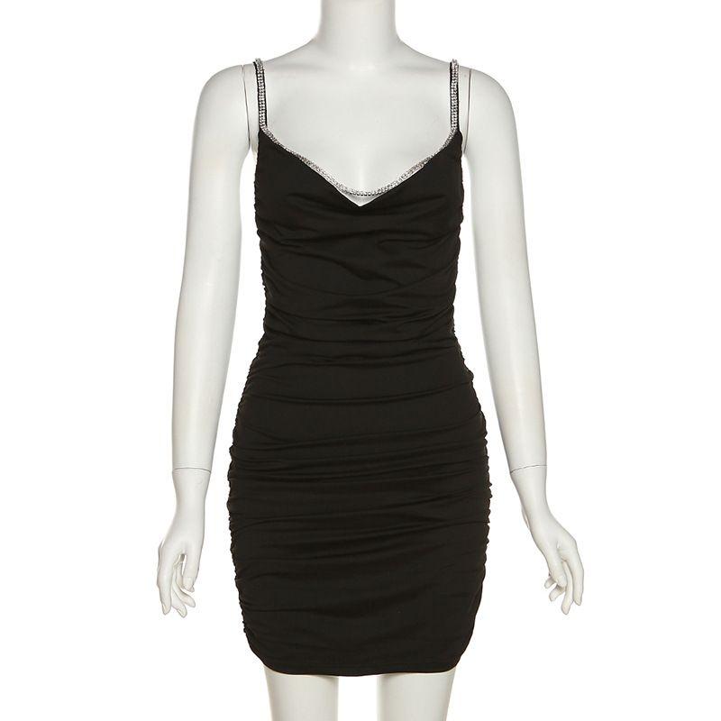 

Платье-комбинация с оборками, облегающее, стройнящее Black S