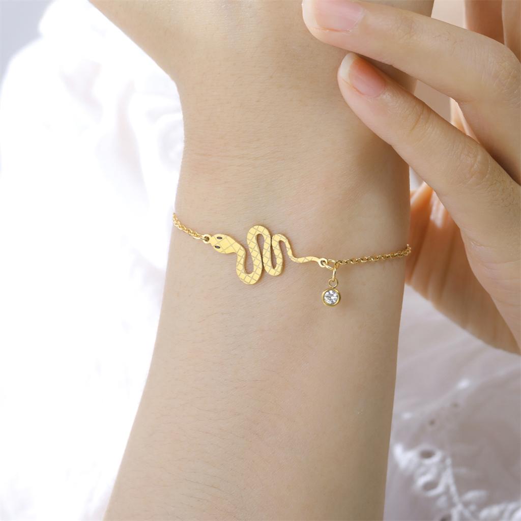 Snake Bracelet for Women Men Stainless Steel Rope Chain Fashion Animal Shape Bracelet Adjustable Jewelry Party Gift