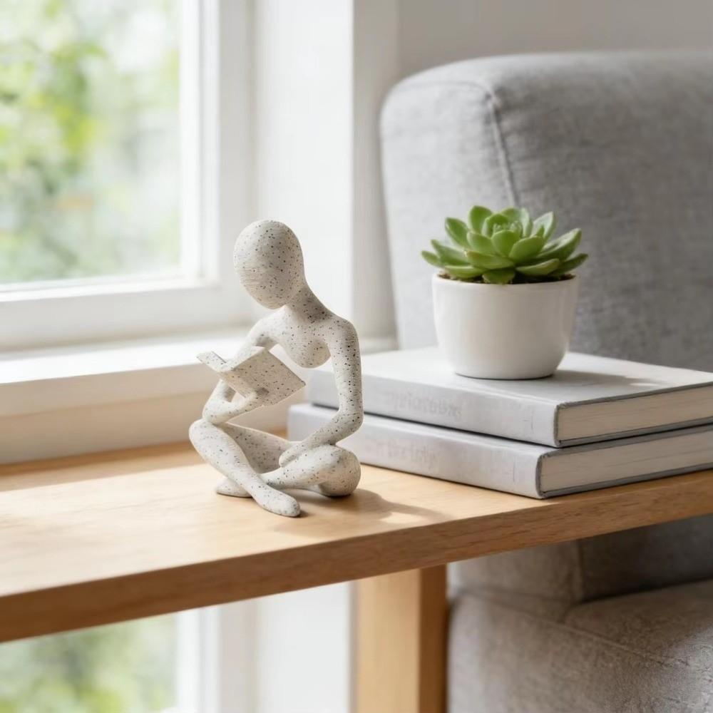 Mini Reader Sculpture Ornament Minimalist Reading Figure Ornament  Bookshelf Decor