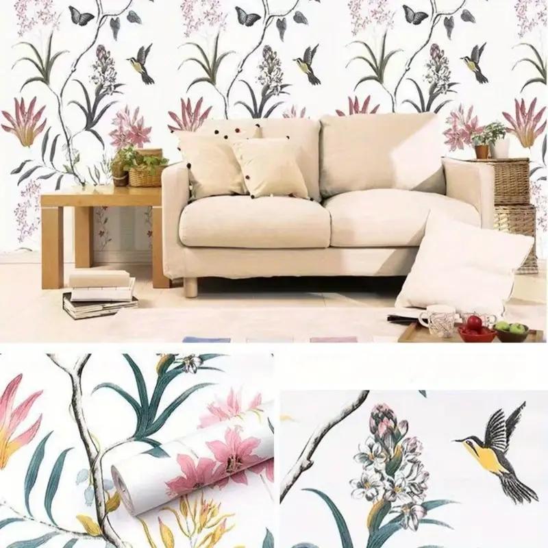 Europäischer Stil Selbstklebende Tapete Wasserdicht Wohnzimmer Schlafzimmer Tapete Blumen Kontaktpapier Heimdekorationsaufkleber