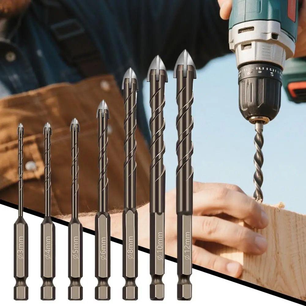 3 -12mm Cross Tile Drill Bits Set Anti Slip Hex Shank Carbide Drilling Bits  Tile