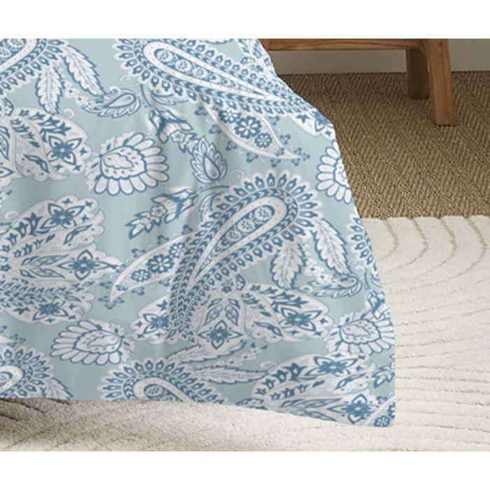 Parure de draps 3 pièces pour lit 90 x 190 cm Cachemire bleu