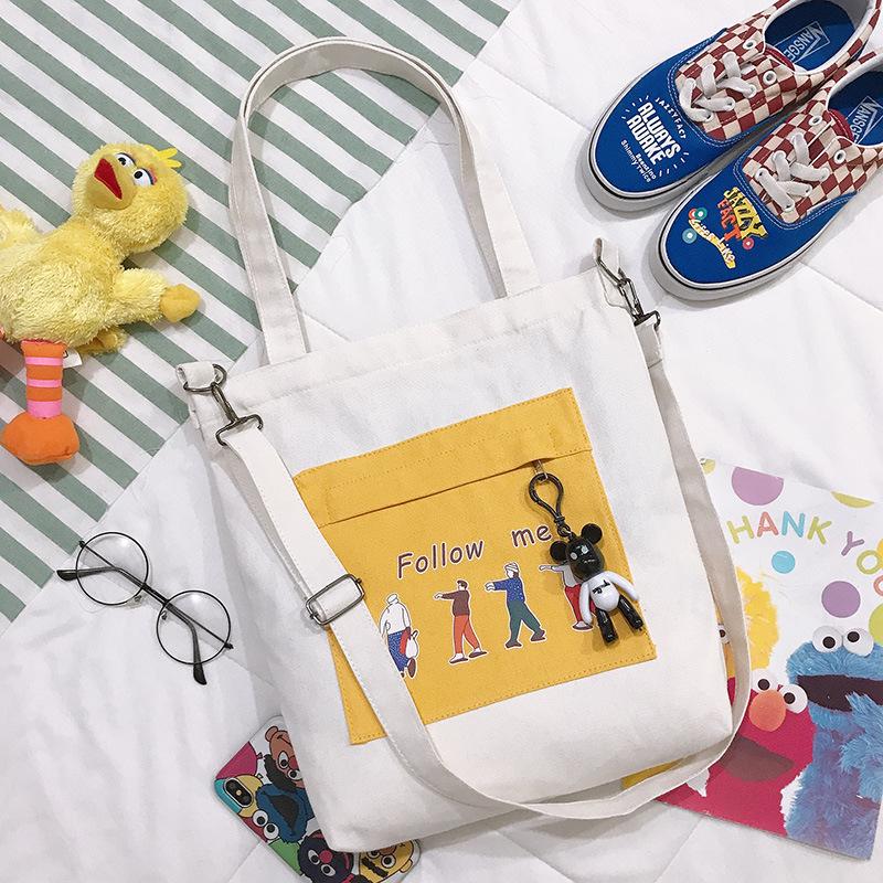 New canvas bag student shoulder bag college style shopping bag canvas bag women's shoulder bag