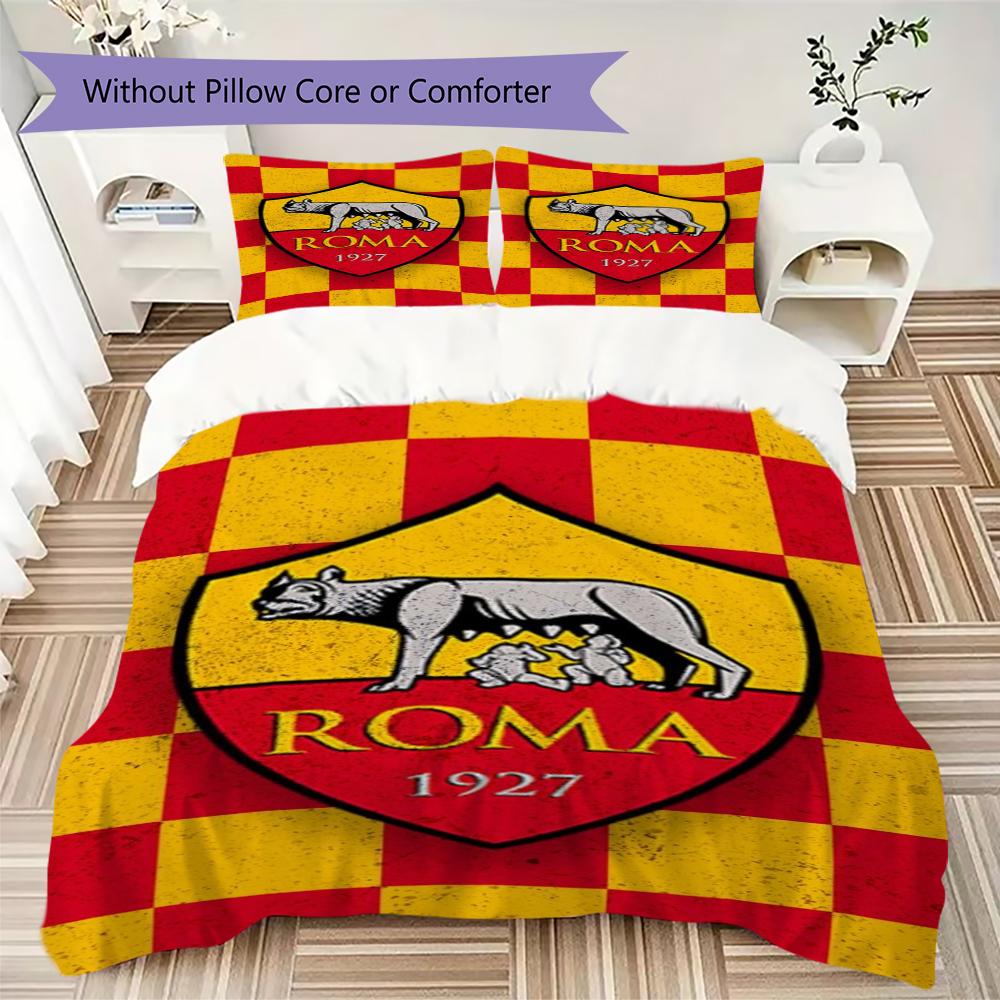 A.S. Roma Muster Bettwäsche-Steppdecken-Set Steppdecke Kissenbezug Heimdekoration Geburtstagsgeschenk (1 Bettbezug + 2 Kissenbezüge (ohne Füllung))03