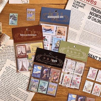 Vintage Post Office Series DIY Diary Stickers: Retro Stamp & Literary Style Decorations