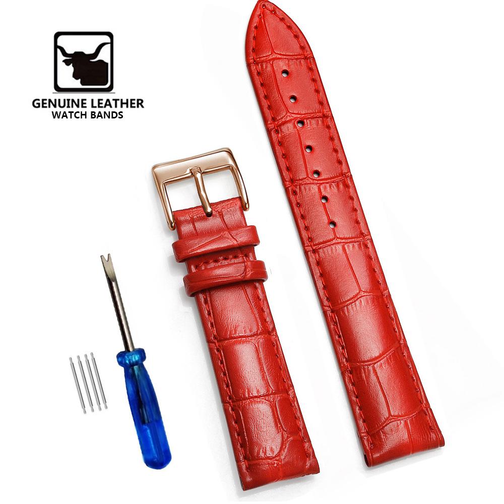 Cowhide Genuine Leather Watch Strap 12/14/16/18/20/22/24 mm Watch Pin buckle Band Soft Wrist Watchband Bracelet + Tool