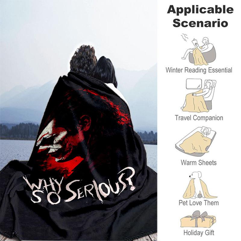 1pc Why So Serious? Joker Artwork Cartoon Blanket,Portable Throw for Travel & Camping, All Season Cozy Blanket,Ideal Gift