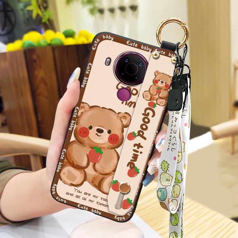 Wrist Strap Dirt-resistant Phone Case For Nokia 5.4 Back Cover Durable Wristband Silicone Soft case Protective Cartoon