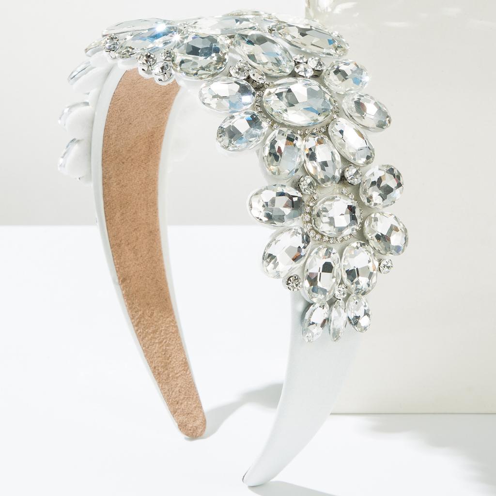 Fashion Baroque Wide-Brimmed Glass Drill Headband Heavy Industry Full Diamond Super Shiny Retro Luxury Ball Hair Accessories