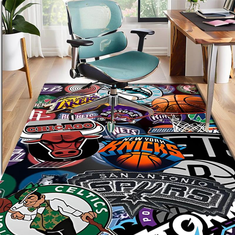 NBA Pattern Rug, Indoor/Outdoor Mat, for Picnic, Gameroom, Bedroom, Office, Living Room, Home Decor Carpet, Birthday Gift