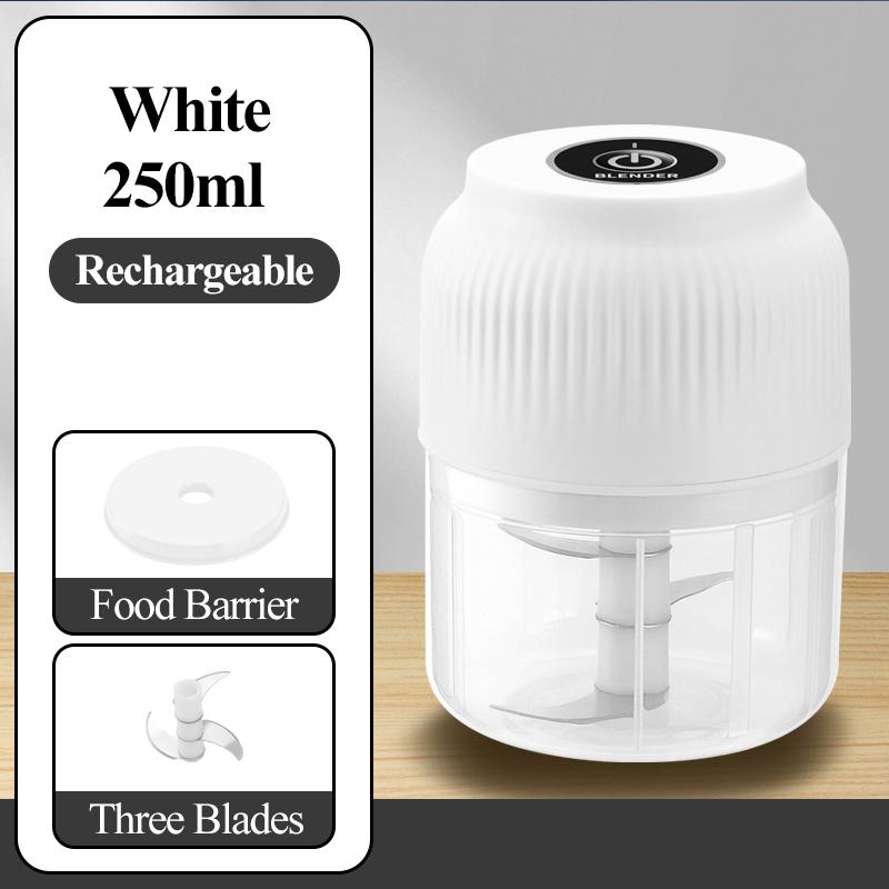 250ml Mini Wireless USB Rechargeable Electric Vegetable Chopper Garlic Crusher Food Chopper for Kitchen Gadgets for Garlic белый