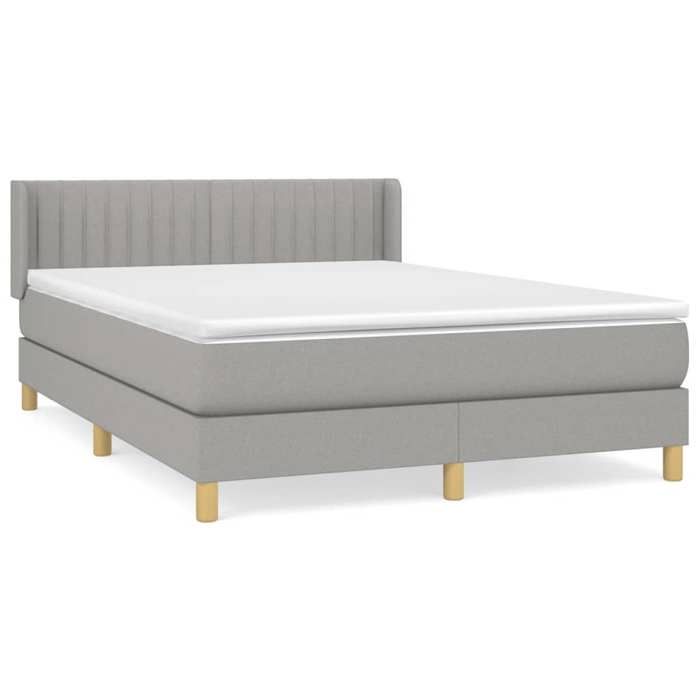 3130425 vidaXL Lit à sommier tapissier avec matelas Gris clair 140x190cm Tissu