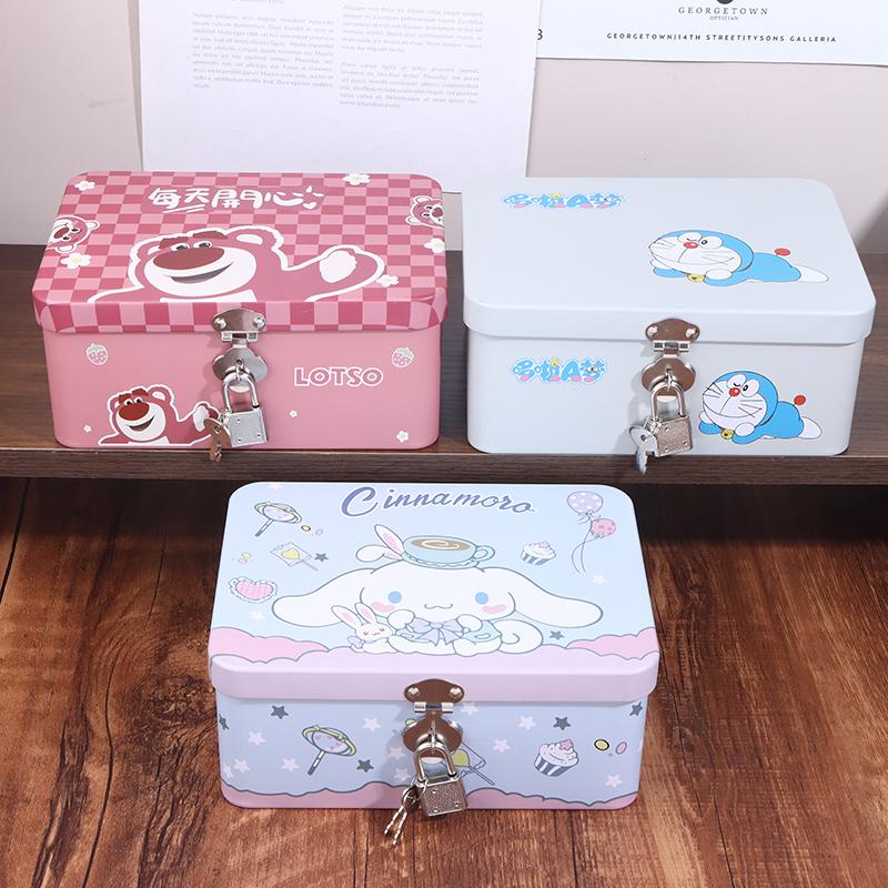 1Pc Lockable Storage Box Desktop Home Use Tinplate Can Money Box For Kids Waterproof Portable Secret Safe Box