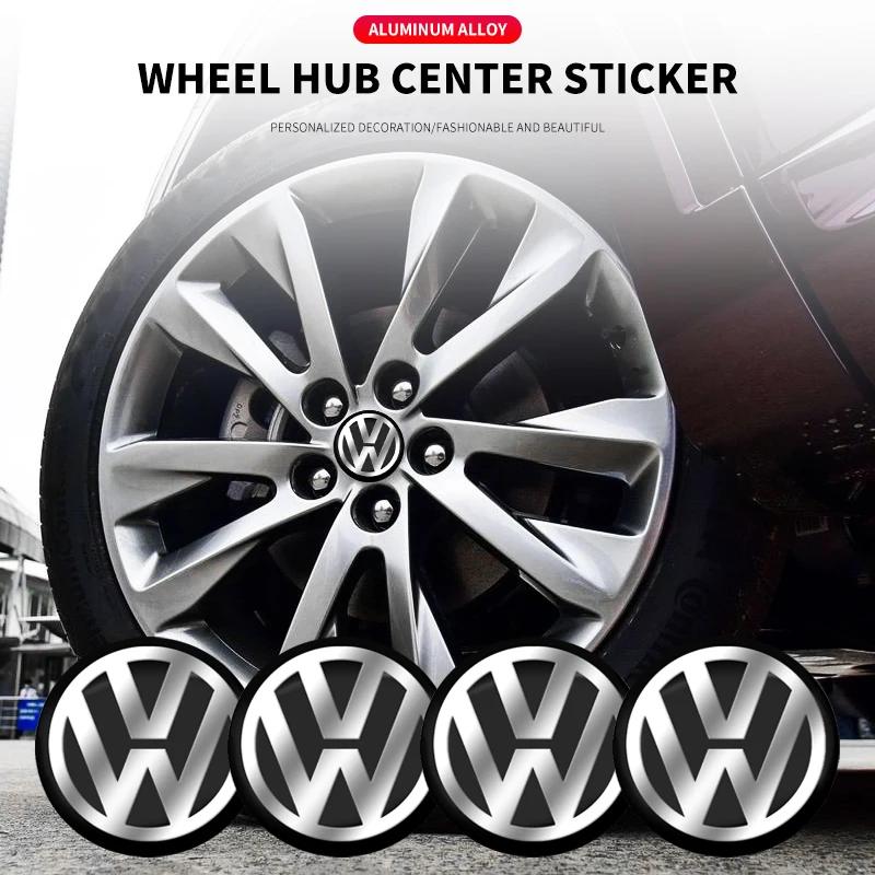For Volkswagen 4Pcs 56mm New Car Wheel Stickers Center Hub Cap Car Emblem Badge Decal For Volkswagen GTI R-Line R Polo T5 Golf P