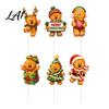Cute Cartoon Holiday Picks 6 Pcs Large Christmas Tree Picks Wooden Santa Snowman Gingerbread Ornaments Xmas Man Party Supplies Topper Decoration for