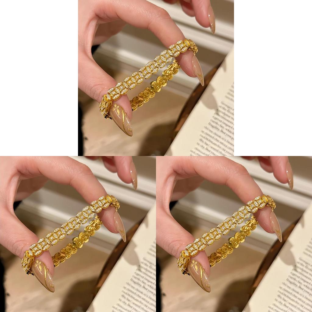 Geometric Zircon Copper Coin Bracelet For Women Gift Gift Giving
