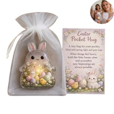 Osterhasen-Taschenumarmung, positive Taschenumarmung mit Grußkarte, emotionale Unterstützung, Osterkorbfüller für Freunde
