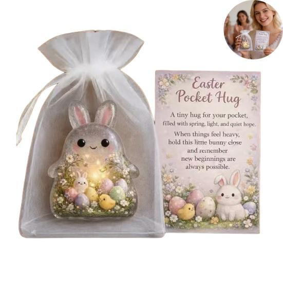 Lapin de Pâques Hug de Poche Hug de Poche Positif Lapin avec Carte de Vœux Soutien Émotionnel Remplisseurs de Panier de Pâques pour Amis