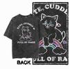 G Back Print Acid Washed Cotton oneck Cat Graphic Unisex Tshirt   Streetwear Big Size Cool Vintage Unisexs Tee Tshirt