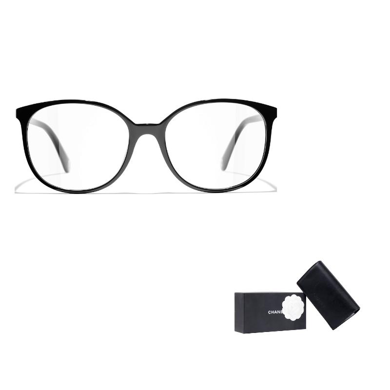 

CHANEL solid color frame butterfly optical frame men and women same style couple model black чорний