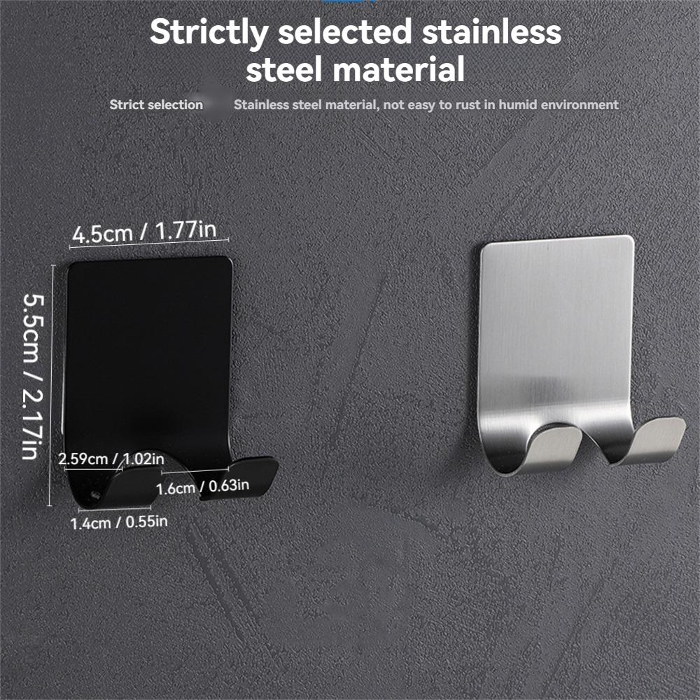 2pcs No-hole drilling hook stainless steel hat rack razor holder kitchen and bathroom plug-in hook minimalist single-hook razor