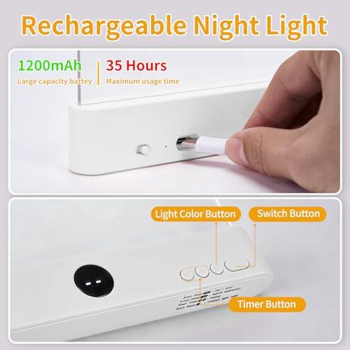 Book Light: 3 Colors Rechargeable Clip-On Reading Lamp - Anti-Glare Bed Light with Timer - LED Night Light for Bedside Study