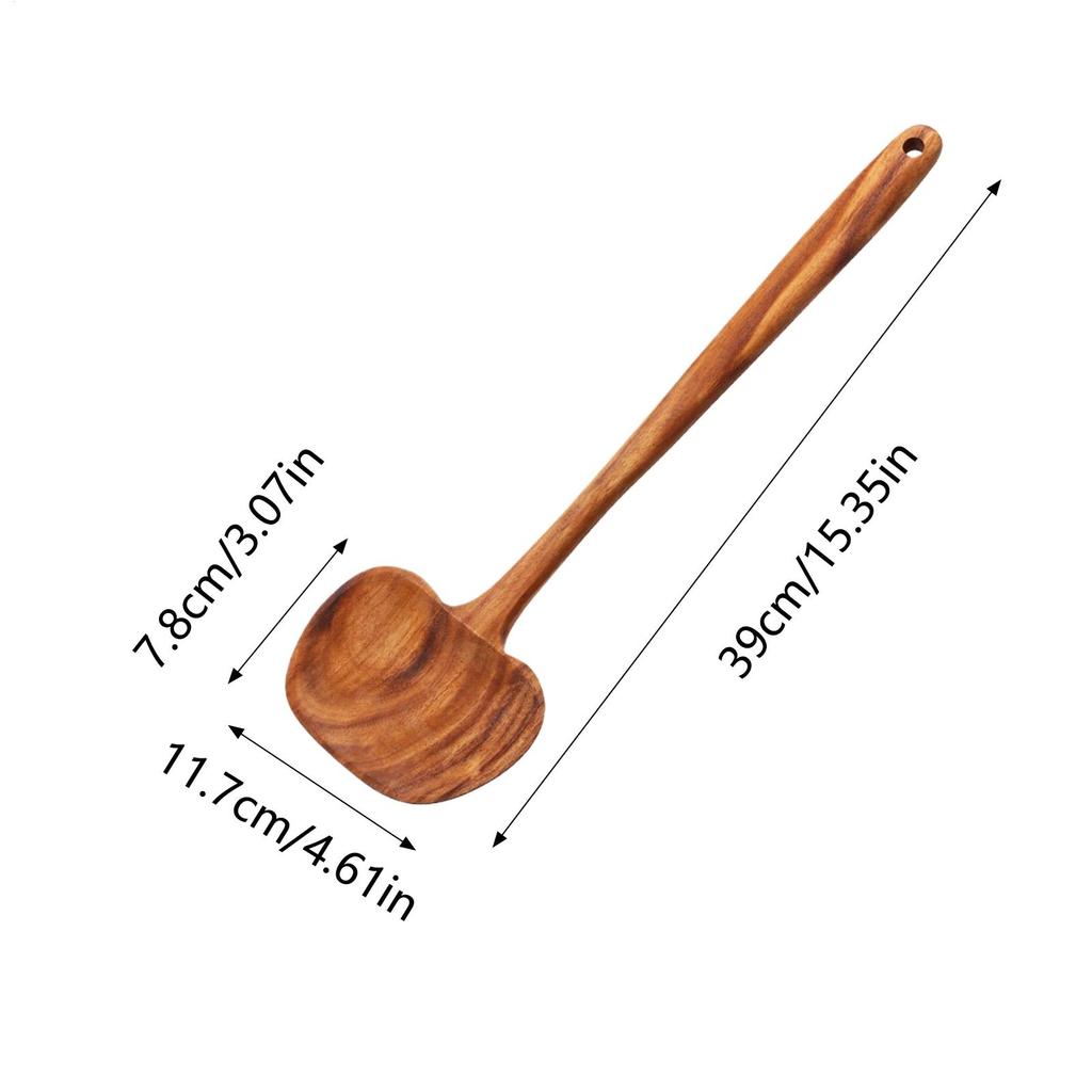 Wooden Ladle 2-in-1 Non-Stick Long Handle Ergonomic Kitchen Soup Spoon For Non-Stick Pan Cooking Pot Kitchen Restaurant Mixing