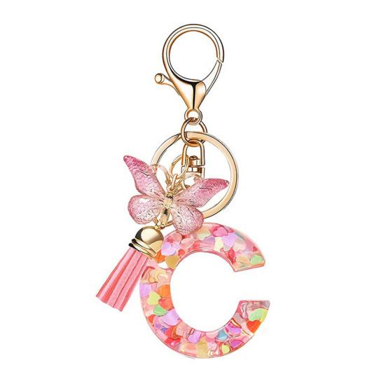 Heart Keyring Keychain Pendant Epoxy Resin Pink 10.7 Cm/4.21 In 1 Pc