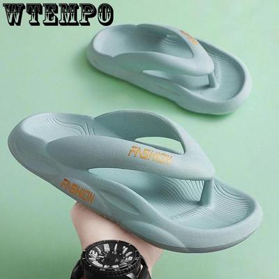 Men's and Women's Spring Summer Large Size Household Slippers Solid Color Soft Sole Flat Couple Slippers Beach Flip Flops