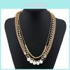 Pearl Layered Necklace For Women With Geometric Design And Water Wave Chain For Gifts And Travel