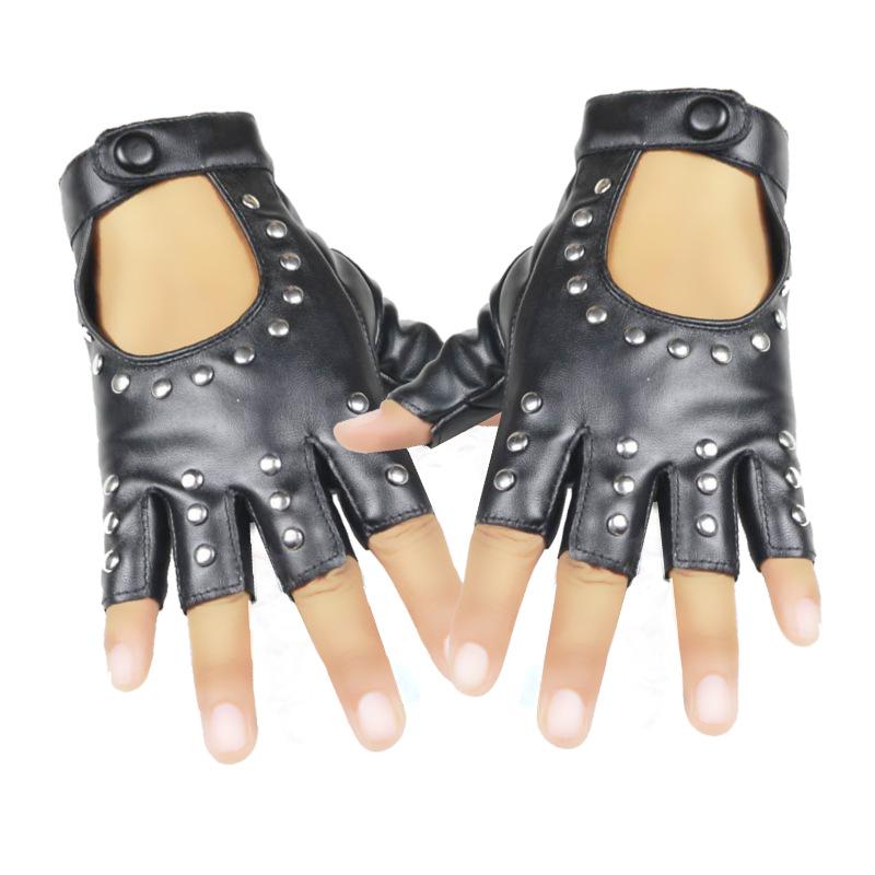 Dancing Half Finger Gloves Men and Women Liuding Autumn and Winter Night Club Performance Pole Dance Ladies, Ga Party Performance Rivet