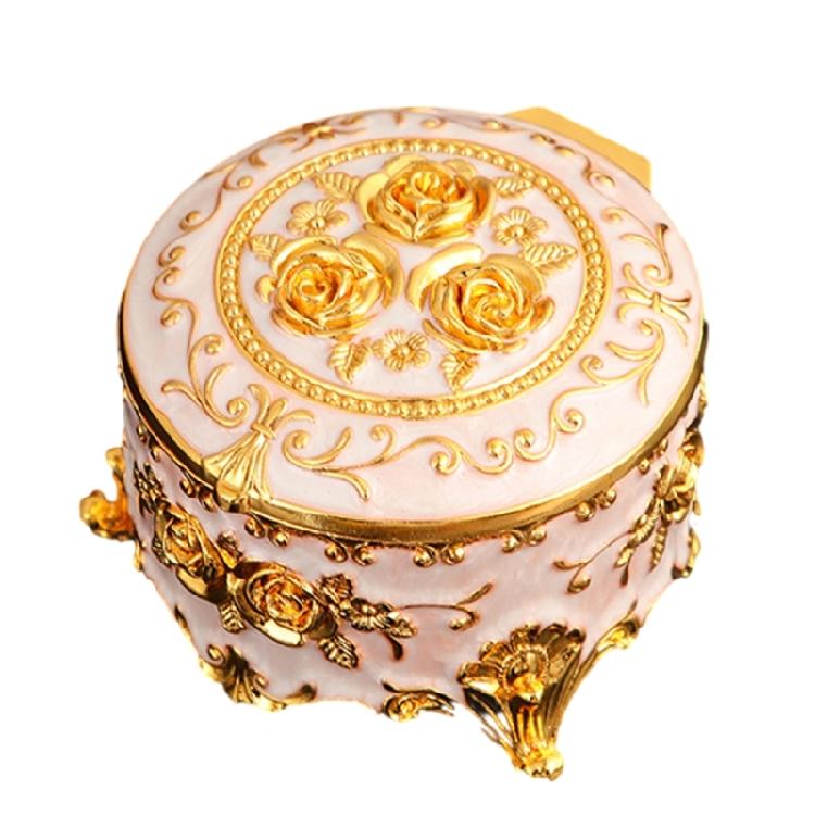Elegant Enamel Jewelry Storage Decorative Vintage Metal Accessories Box Desktop Organiser For Rings Bracelets Chain