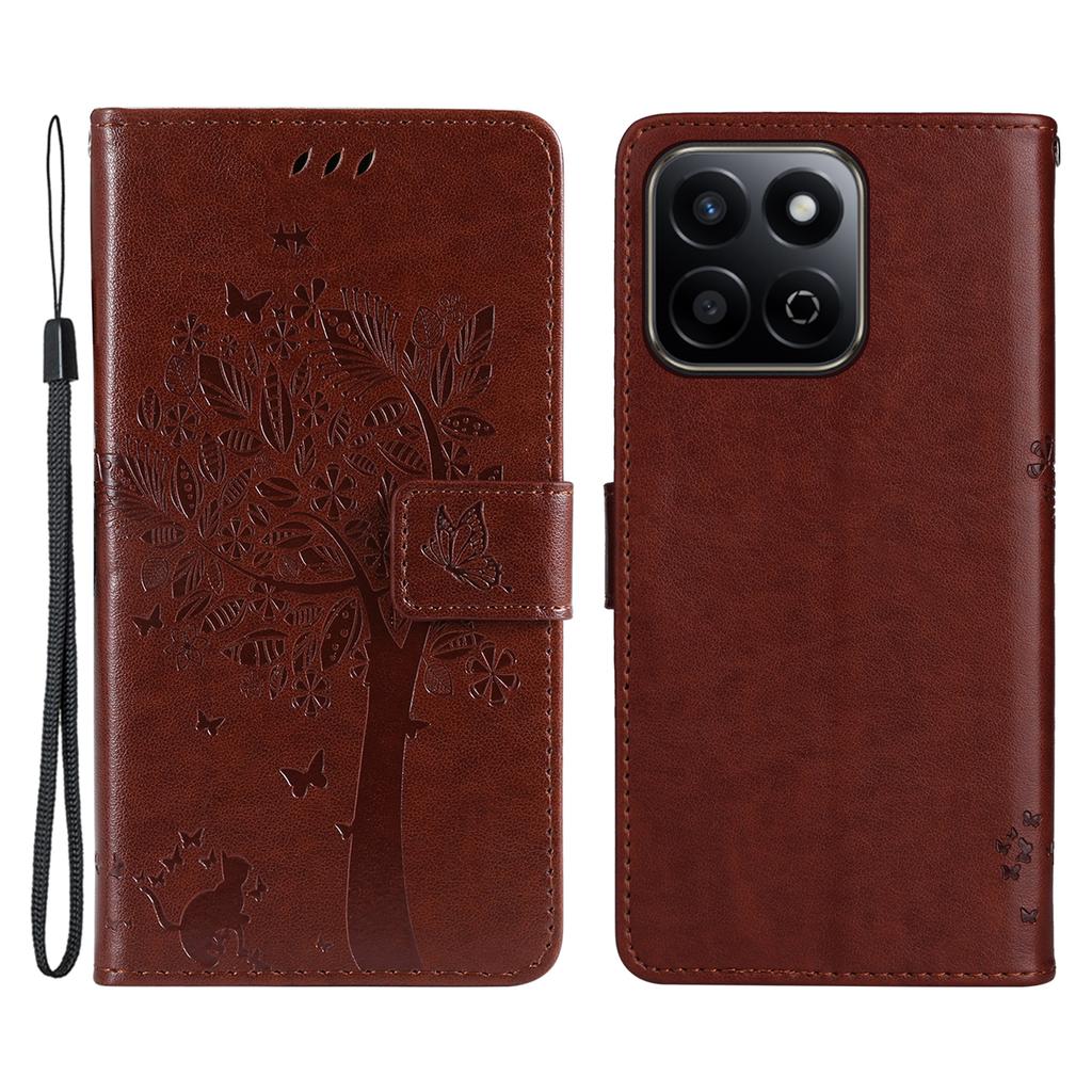 For Honor Play 60 Plus 5G/Play 9T/X7c 4G/200 Smart 5G Phone Case with Stand Cat Tree Pattern Leather Wallet Mobile Cover