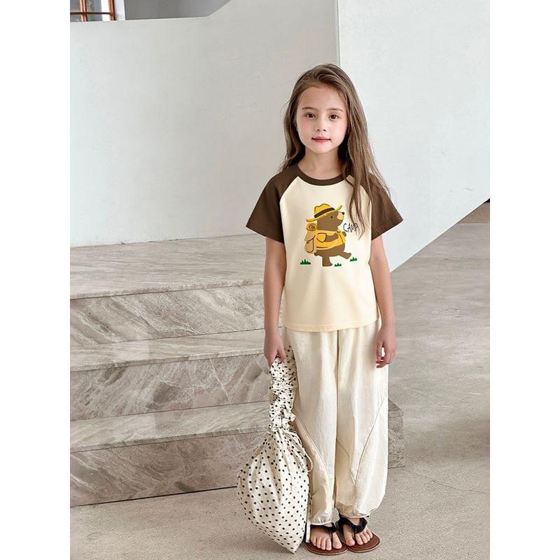 Brand Foreign Trade Children's Clothing Summer 2026 New Product Kidsren's Short-Sleeved T-Shirt Bear Print Girl Baby Clothes Pure Cotton