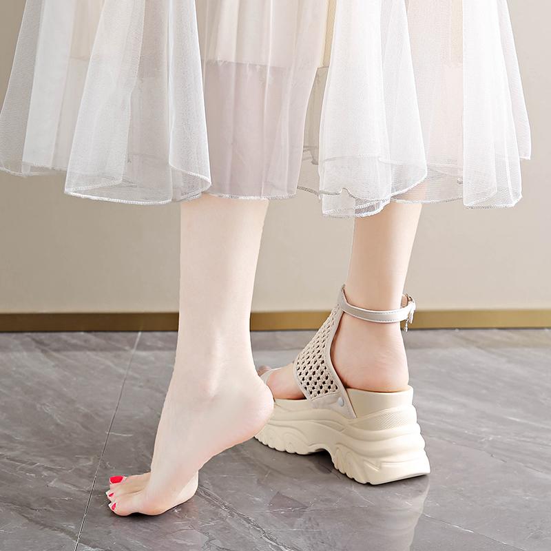Fashion 9.5CM Women Summer Sandals Open Toe Woven Platform Wedge Sneakers Slippers 2025 Women Casual Shoes Beach Sandálias Das Mulheres