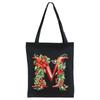 26 English letters A-Z floral print student canvas bag fashion portable shopping bag shoulder bag
